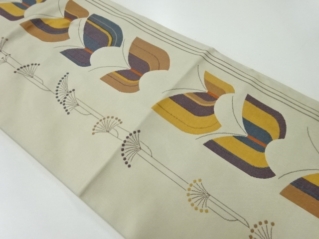 JAPANESE FUKURO OBI / WOVEN FLORAL PLANTS